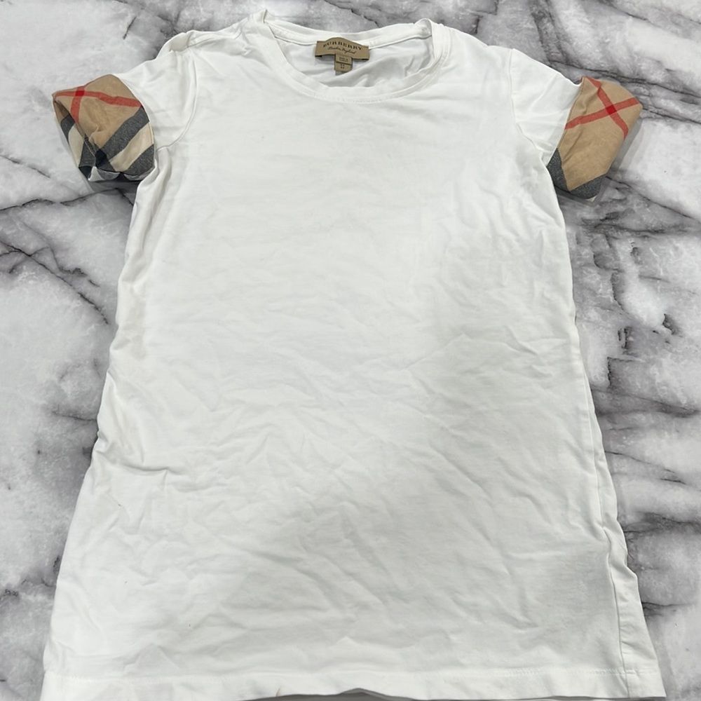 1000% Auth Burberry White Pattern sleeve SS shirt Size XS